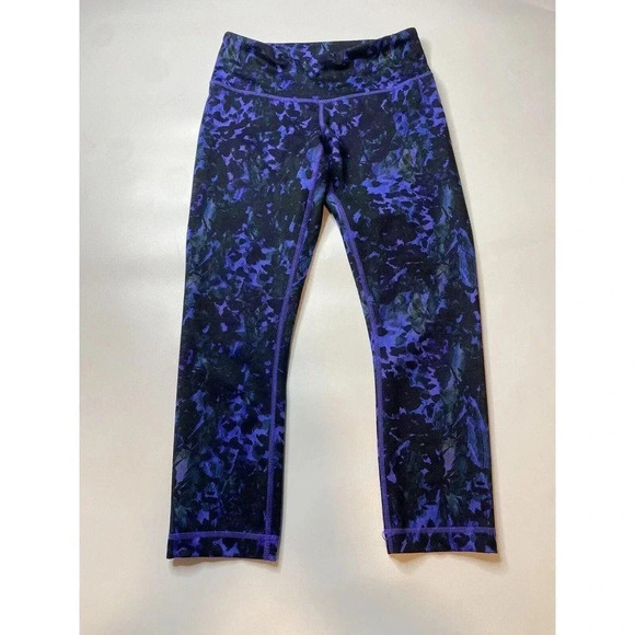 Lululemon Skinny Groove Pant Iris Flower Flower Purple Blue Women’s 4 Leggings - Picture 1 of 7
